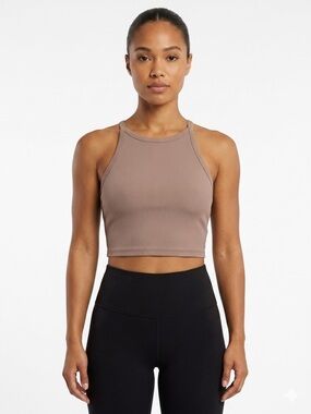 Beach Riot Women's Taupe Ribbed Crop Top